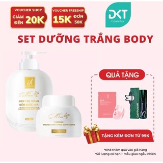 Set kem body trắng da và kem tắm trắng toàn thân hương nước hoa Acosmetics dưỡng ẩm, cải thiện màu da hiệu quả