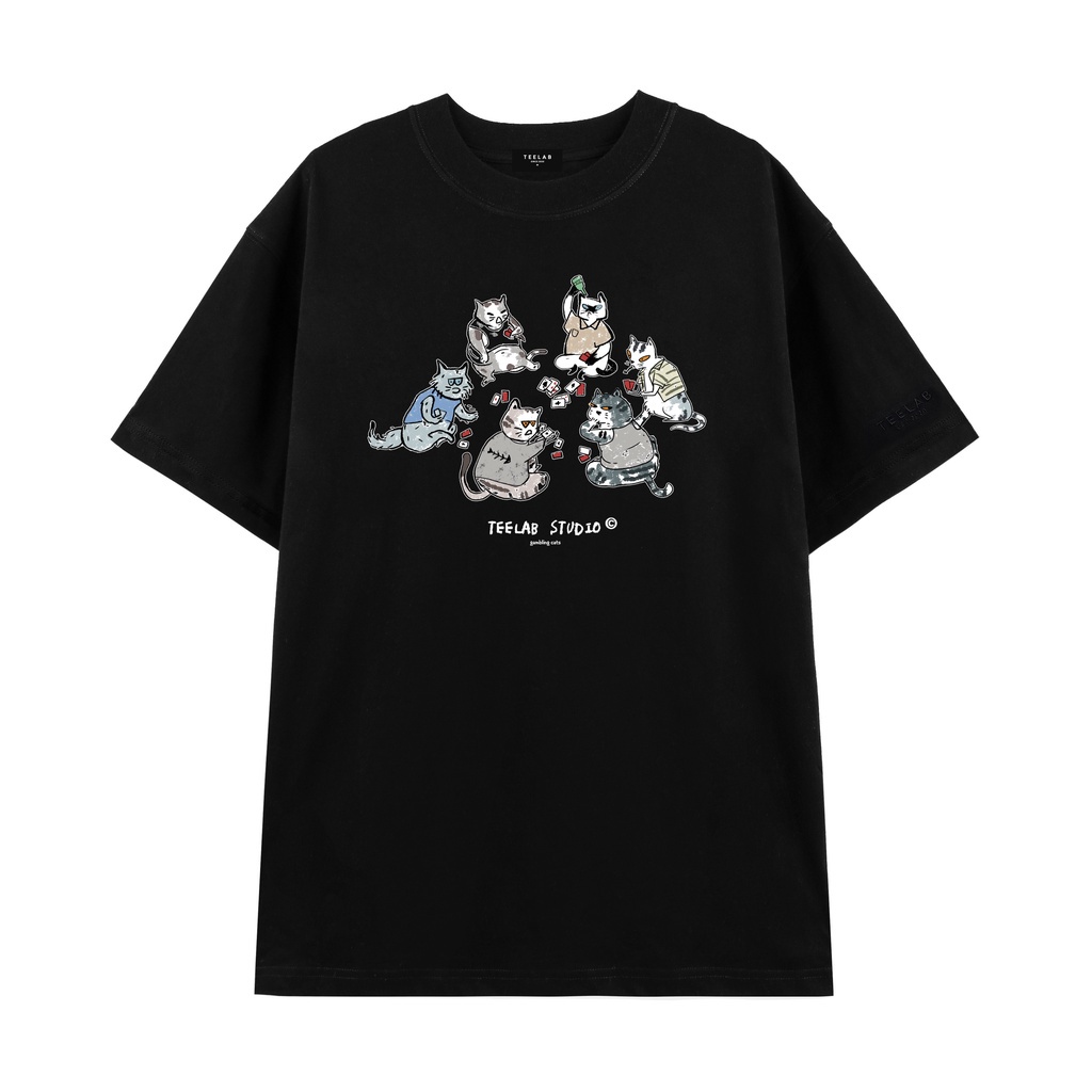 Áo thun TEELAB Gambling Cats siêu chất, Áo Phông Unisex Nam Nữ