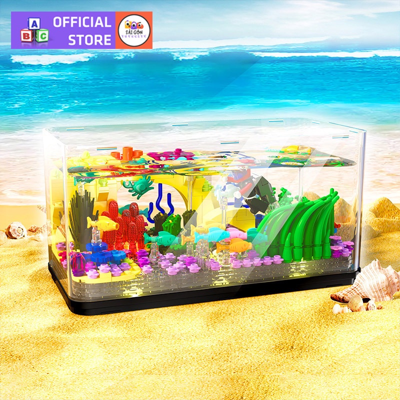 Đồ Chơi Lắp Ráp Mô Hình Trưng Bày Bể Cá Đại Dương Marvelous Oceanarium ZheGao 6101 Với 520+ PCS