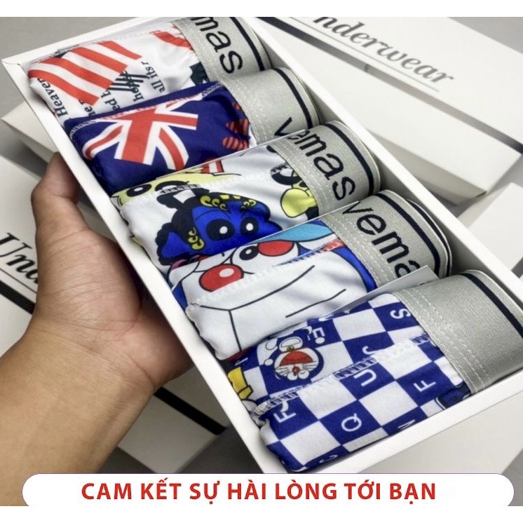 Combo 5 quần sịp quần lót nam thun lạnh doremon hoạt hình 4 chiều