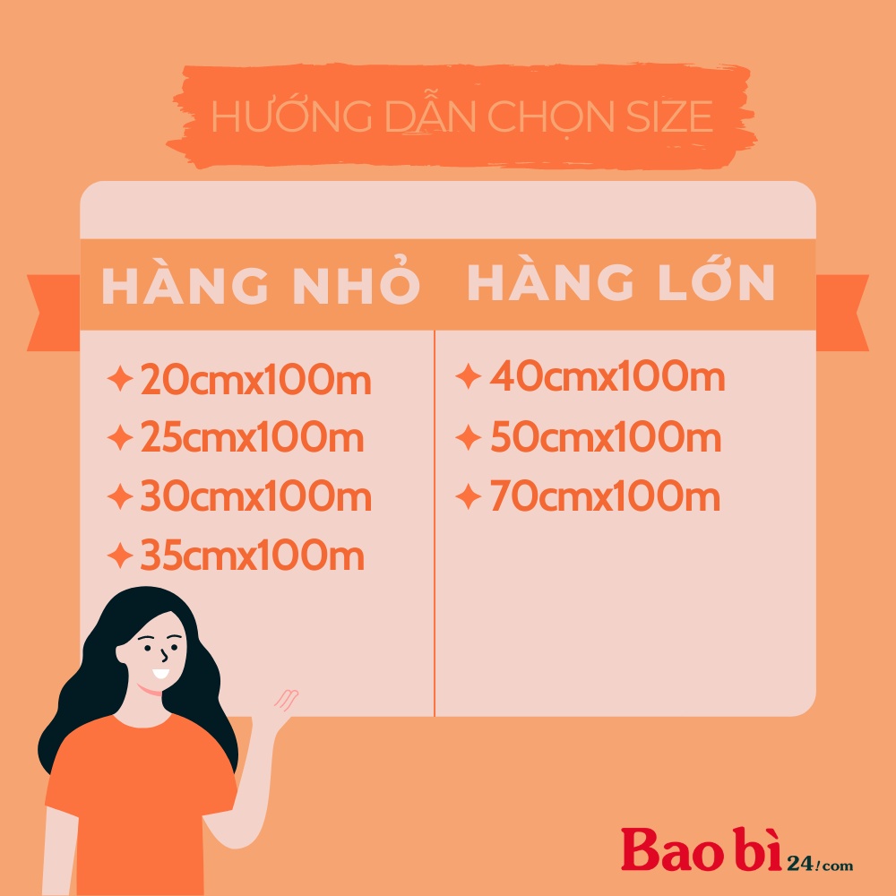 BaoBi24 Cuộn Bóng Khí - xốp nổ - Gói hàng - Bọc hàng - Dài 100m Kích thước 20cm, 30cm, 40cm