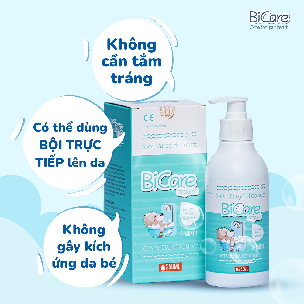 Nước Tắm Thảo Dược BiCare Organic 250ml Cho Trẻ Sơ Sinh