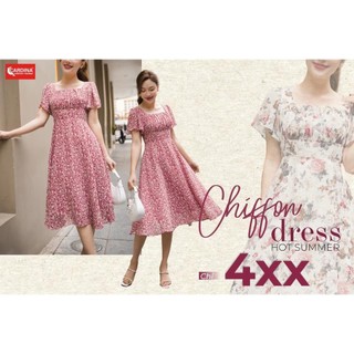 Đầm chiffon cổ vuông Cardina cao cấp hoa nhí trẻ trung tôn dáng