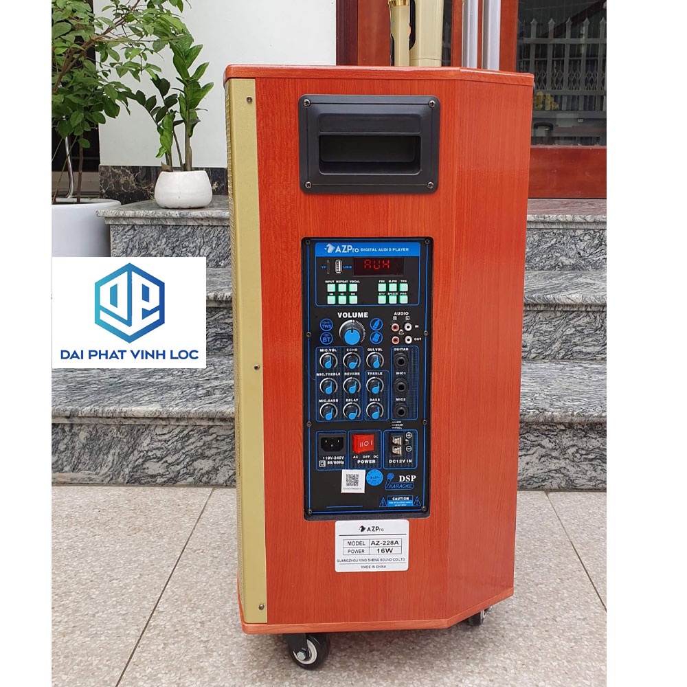 Loa Kéo Karaoke Công Suất Lớn 950W | Loa Kéo Giá Rẻ Azpro AZ-228A Bas30 | Loa Kéo Bluetooth Tặng 2 Mic không dây