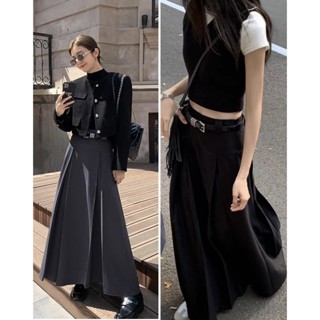   Hỏa tốc  Chân váy chữ A dài xếp ly ulzzang màu Đen  Xám kèm nịt Trendy y2k Lolalalo 