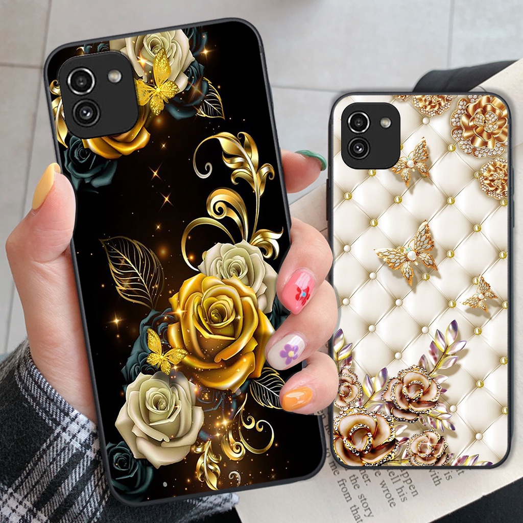 Ốp Samsung A03 in hình hoa lá họa tiết siêu đẹp, sang trọng