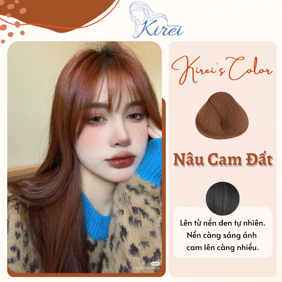 Thuốc nhuộm tóc màu NÂU CAM ĐẤT không cần tẩy/nâng tone Kirei Hair, KireiHair, KIREIHAIR