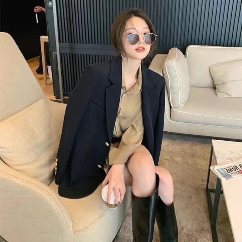 Blazer Nâu Kem Đen hàng Qccc hot