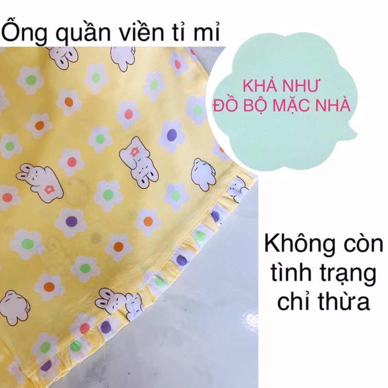 Bộ tole mặc nhà, bộ lanh nữ quần đùi áo babydoll 45-70 ký