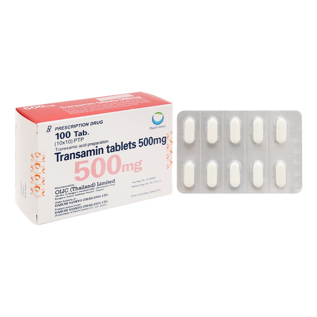 Viên uống trắng da, mờ thâm nám Transamin 500mg 100 viên Thái Lan
