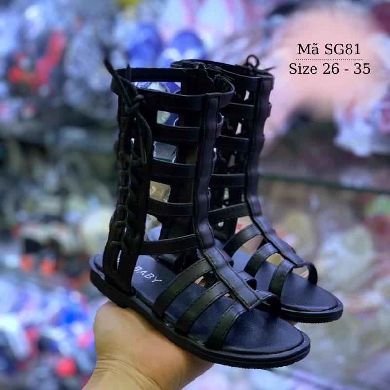 Sandal chiến binh cho bé gái 3 - 10 tuổi LIMIBABY cổ cao dài thời trang chất ngầu cá tính và sành điệu đen trắng SG81