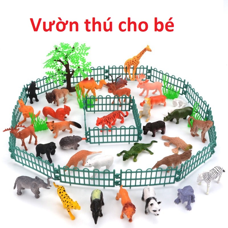 Bộ đồ chơi mô hình động vật 53 chi tiết cho bé, chất liệu nhựa an toàn mô hình thú rừng giúp trẻ phát triển trí tuệ.
