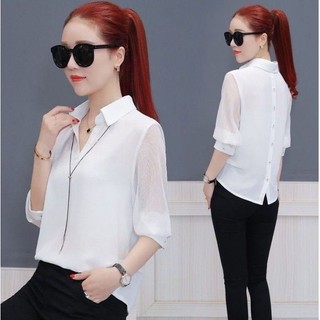 *ÁO SƠ MI TAY LƯỚI PHỐI NÚT SAU
