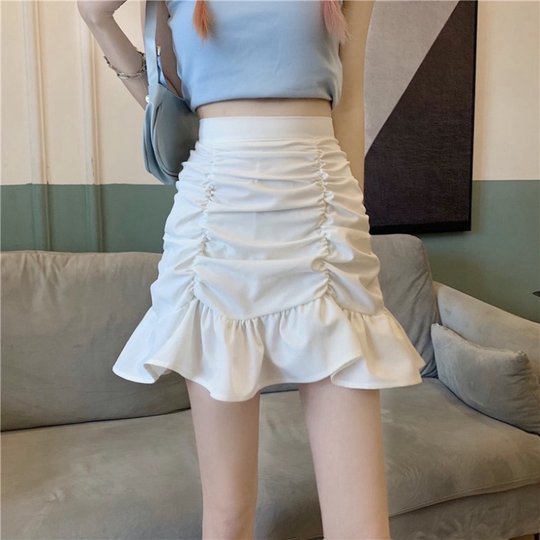 Chân váy nữ, chân váy đuôi cá cotton đen trắng size S M L SKUCV-11A1 1990clother