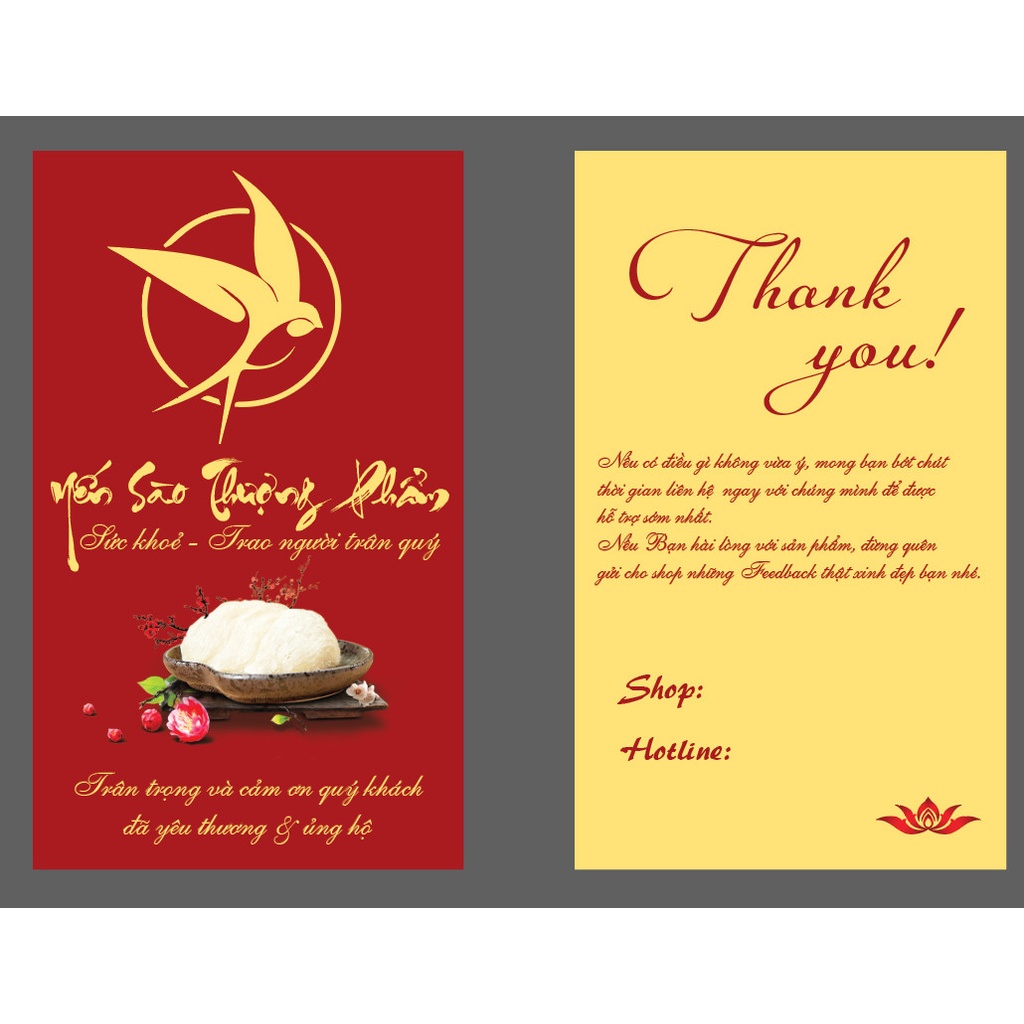 Card cảm ơn yến sào cao cấp