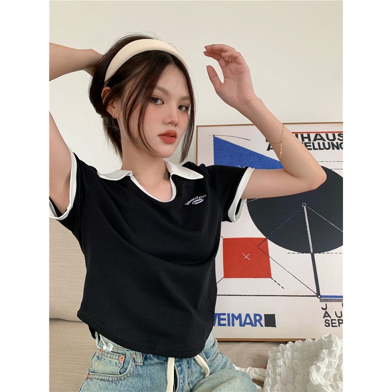 Áo polo Ngắn Tay Thời Trang Hàn Quốc 2023 Cho Nữ