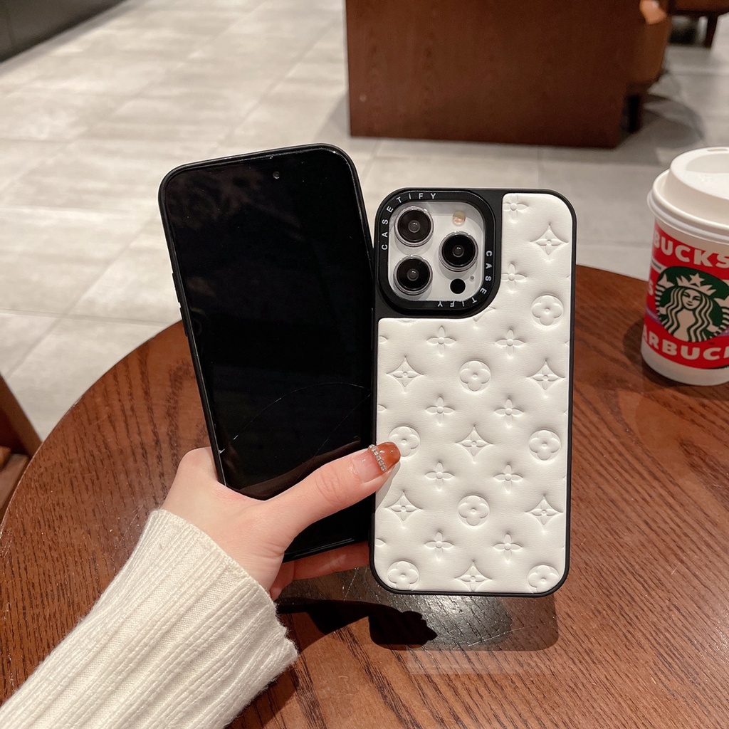 Thời Trang Ốp Điện Thoại imd Họa Tiết Hoa Trắng Đen Cho iphone 15promax 15 14promax 13 pro max 12 pro max 11promax