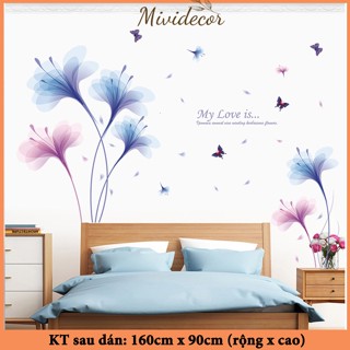 Hoa 3d dán tường tranh dán tường MIVIDECOR dán tường phòng ngủ tranh decor phòng khách hoa dán tường