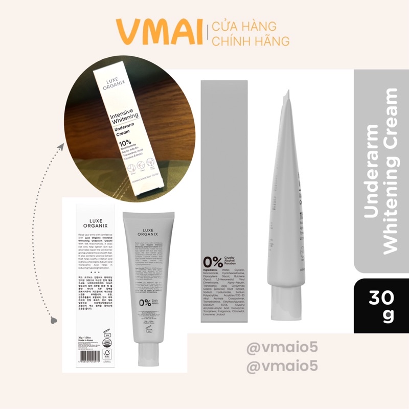 Kem dưỡng trắng da vùng nách chuyên sâu 10% Niacinamide 30g