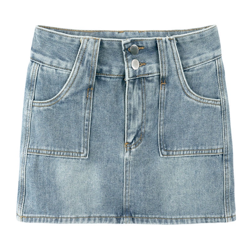 Jiashucheng Chân Váy Denim Mini Lưng Cao Ôm Hông Phong Cách Retro Mới Cho Nữ