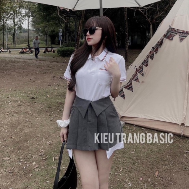 Áo polo nữ Thom Brown kèm chân váy xếp ly dáng ngắn siêu xinh ( kèm ảnh thật)