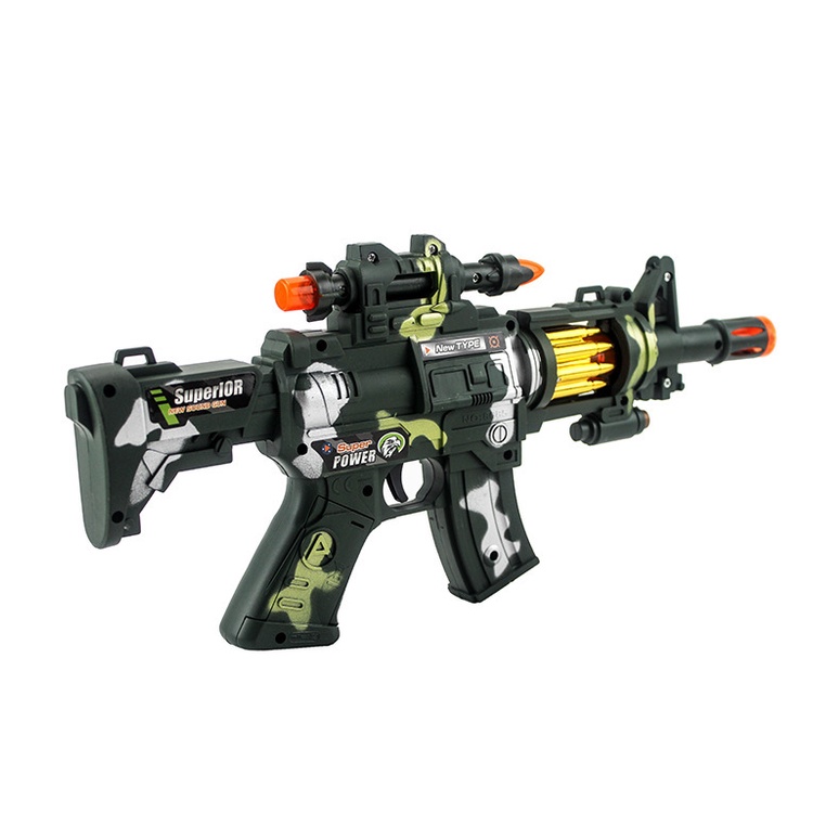 Đồ chơi súng trẻ em chạy pin có đèn nhạc chất liệu an toàn cho bé