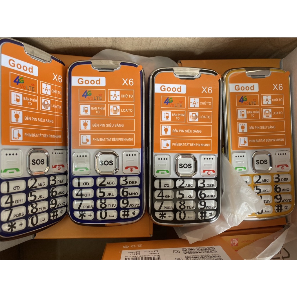 Điện Thoại Dành Cho Người Gìa X6 Bản 4G, Loa To, Bàn Phím To, Pin Trâu Pin 3800mAh Dùng Cả Tuần Máy Mới Fullbox