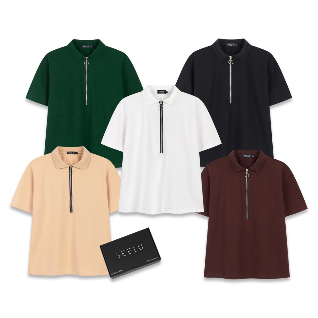 Áo thun POLO UNISEX Nam, Nữ SEELU vải cá sấu Cotton, chống nhăn, thoáng mát - Khóa basic