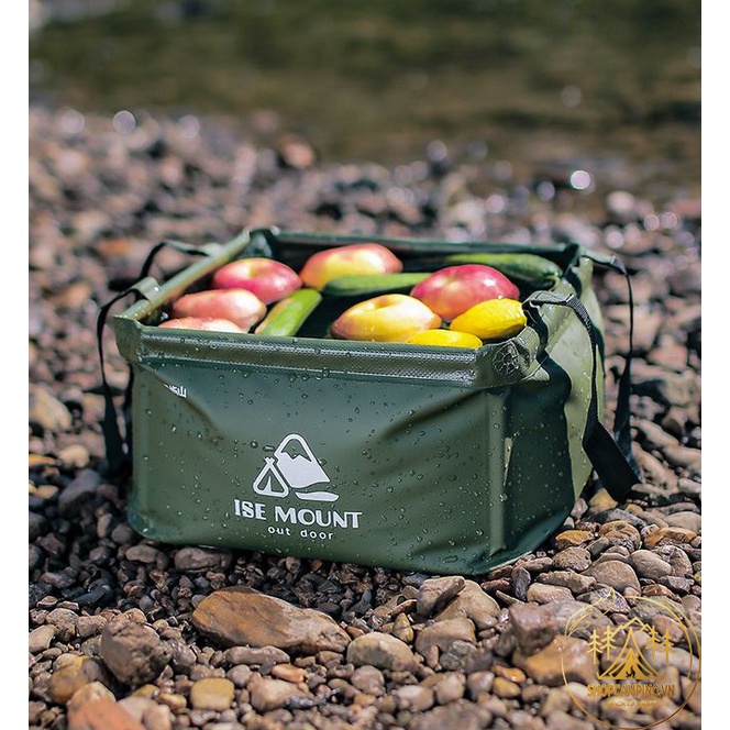 Xô nước gấp gọn hình vuông Ise Mount, xô đựng nước dã ngoại cắm trại - Camping VietNam
