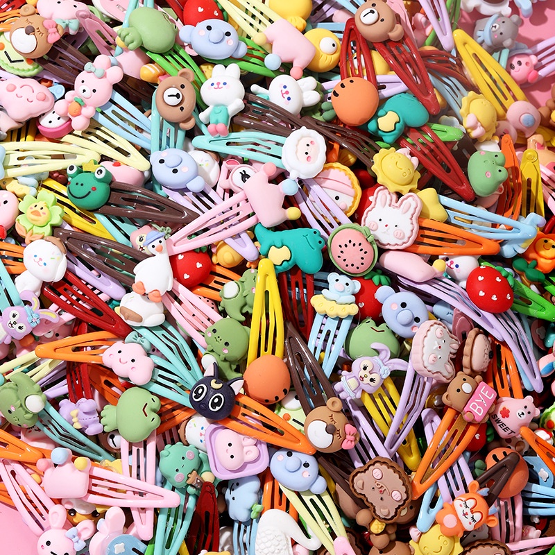 Kẹp tóc xinh cho bé gái đính hình ngộ nghĩnh cặp tóc bấm hình giọt nước set 10 chiếc sắc màu HadyyKids -CT44