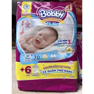 Tã dán Bobby sơ sinh XS70 tặng 6 miếng