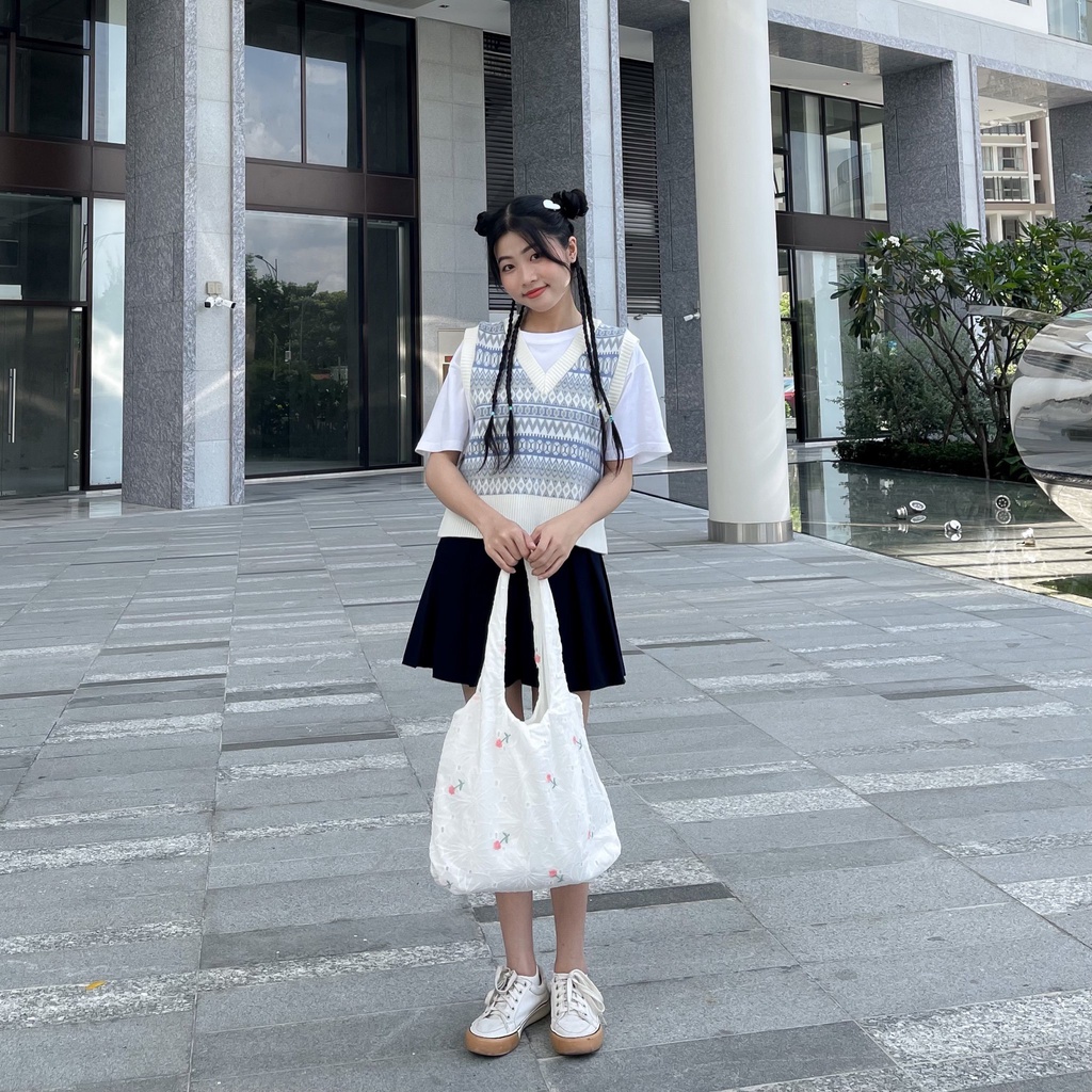 Túi vải xô thêu hoa cho nữ Pretty