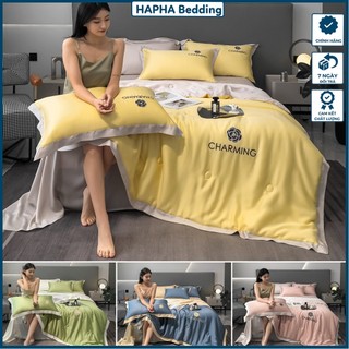 Chăn ga gối lụa Charming chăn trần bông, ra giường cao cấp, bộ ga giường lụa 4 món phủ / chun, 1m6 1m8 2mx2m 2m2