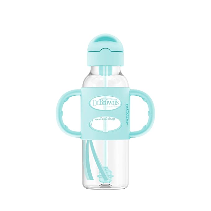BÌNH UỐNG NƯỚC DR.BROWN'S CÓ TAY CẦM SILICONE 250ML - CỔ HẸP