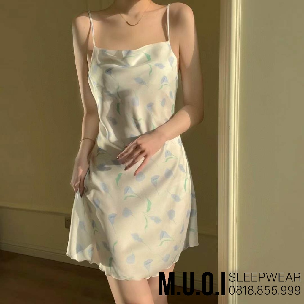 Váy ngủ lụa hoa 3D xẻ đùi sexy cổ đổ ngực 2023❤️FREESHIP❤️Đầm mặc nhà gợi cảm QUẢNG CHÂU Muối store SX 230 ( video- ảnh) | BigBuy360 - bigbuy360.vn