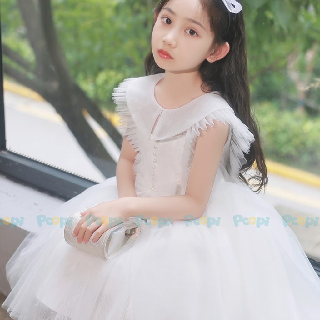 Váy Công Chúa Bé Gái Poopi Kiểu Cánh Tiên Đính Cườm Dễ Thương Phong Cách Đầm Bé Gái Mặc Hè