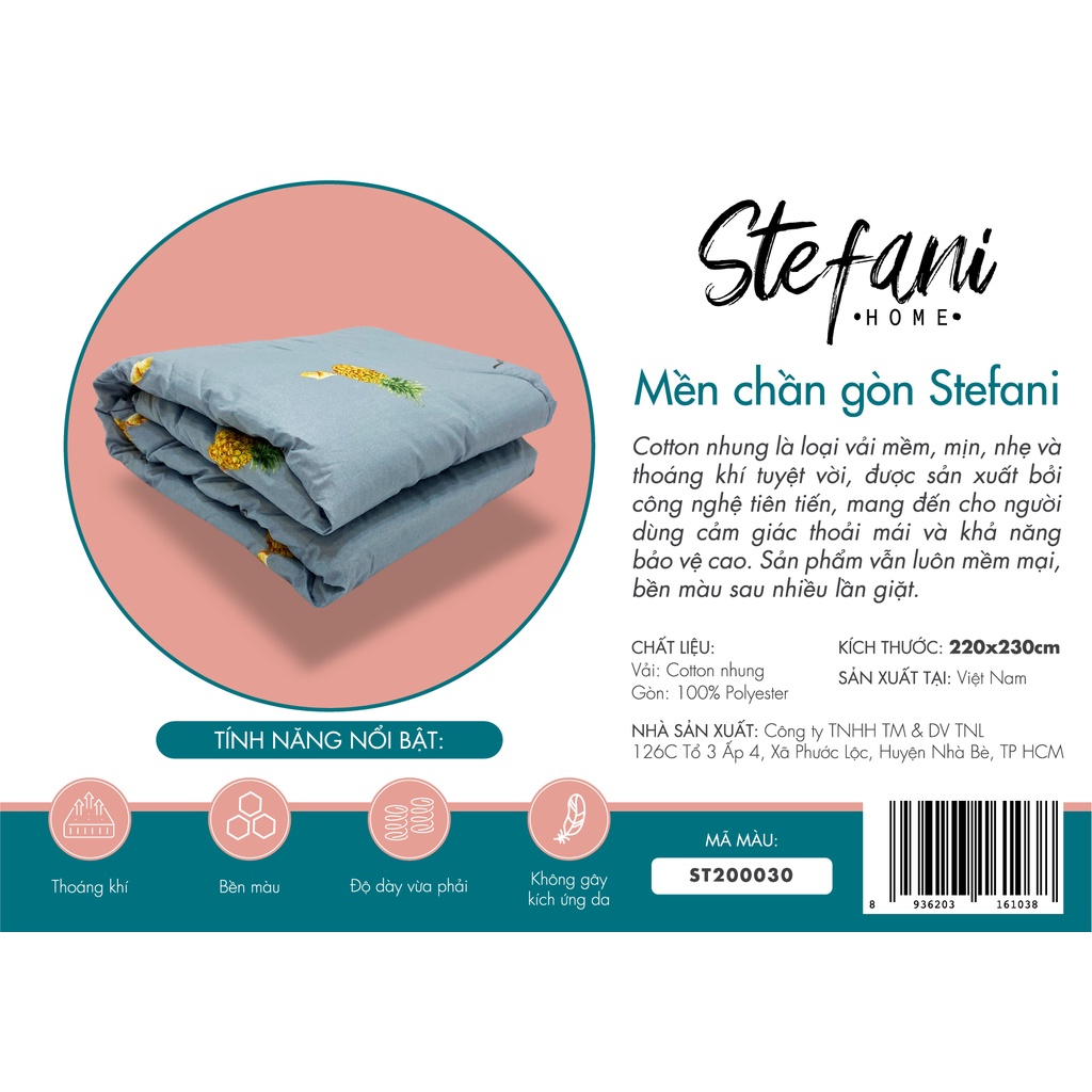 Chăn chần gòn Stefani kích thước 220x230cm màu ST200030