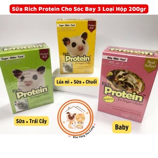  Thức ăn sữa bột Rich Protein ăn dặm bổ sung dinh dưỡng cho Sóc Bay Sugar Glider Sóc Bông,Sóc Đất thơm ngon 3 loại 200g 