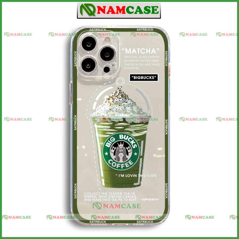 Ốp lưng iphone trà sữa starbuck cạnh vuông chống sốc silicon trong bảo vệ cam ip 6/6s/7/8/X/XS/11/12/13/14 Pro Plus Max