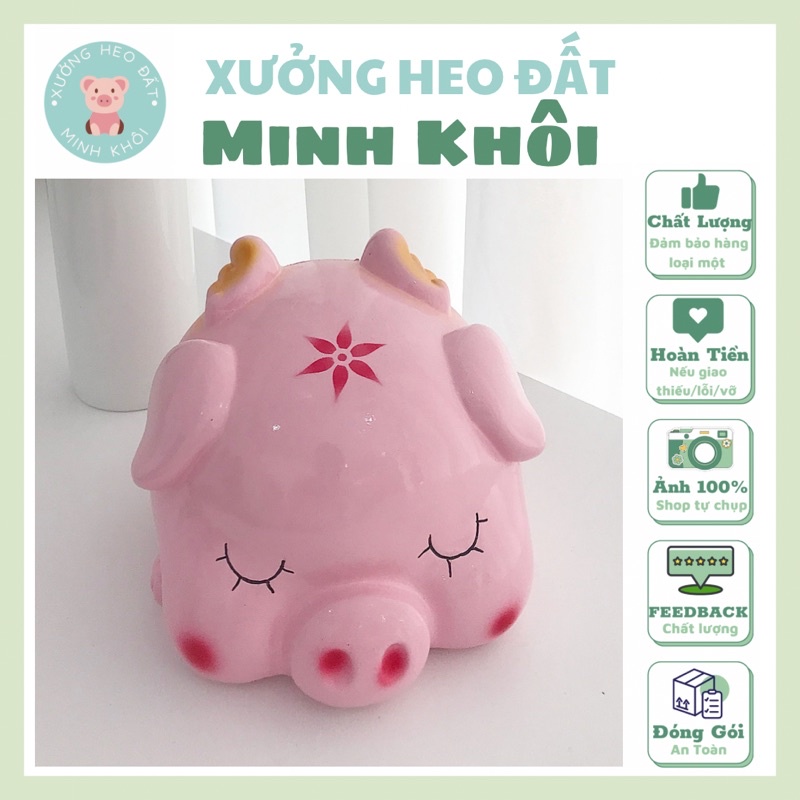 Heo đất cánh thiên thần nằm ngủ đáng yêu màu hồng MINH KHÔI SHOP [Ảnh + video thật]