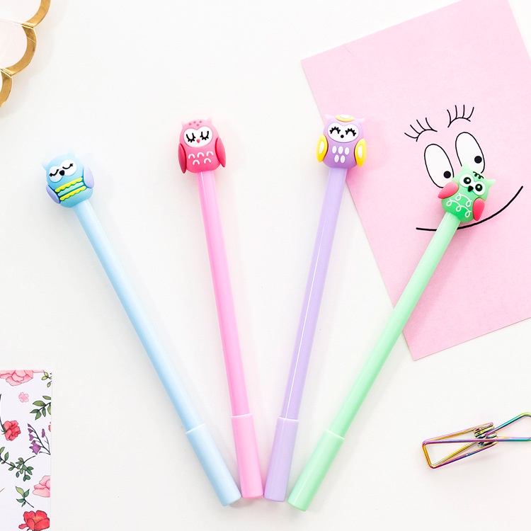 Bút nước gel đen cú xinh nhiều màu
