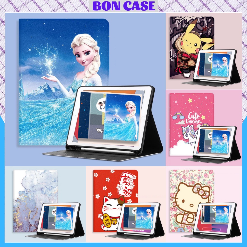 Ốp ipad silicon + Khay bút Cute vnicrn ốp ipad Air 5 - Gen 5-6-7-8-9 - Pro 11-10.5 - Air 1-2-3-4...BON CASE
