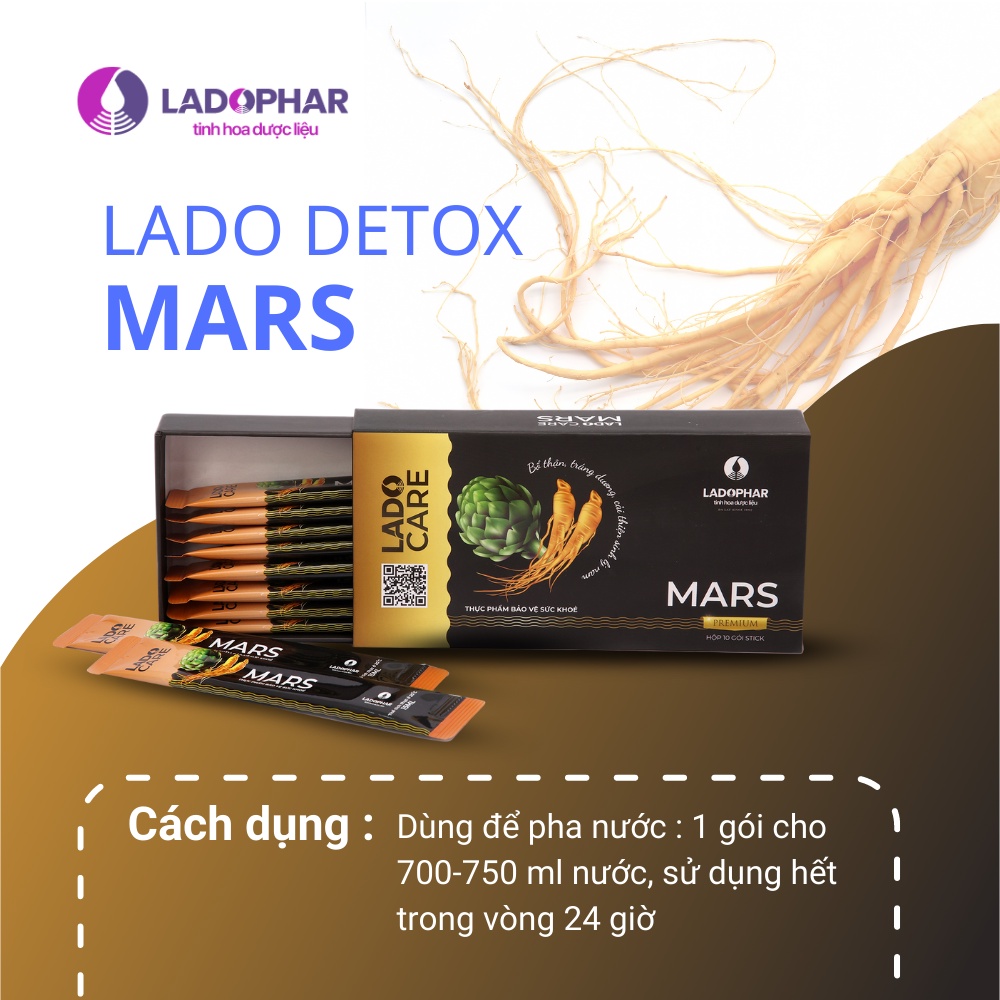 Nước tăng cường sức khỏe Nam Ladophar Lado Care Mars Hộp 10 Gói