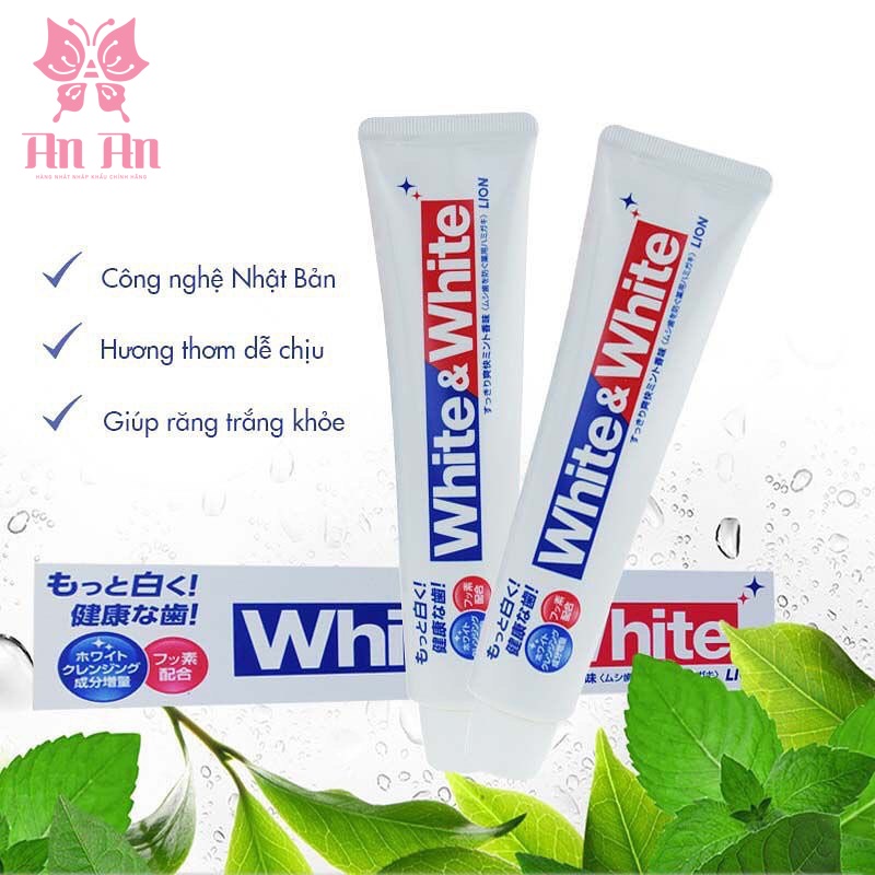 Kem đánh răng White & White Lion làm trắng răng , hơi thở thơm mát 150g Nhật Bản