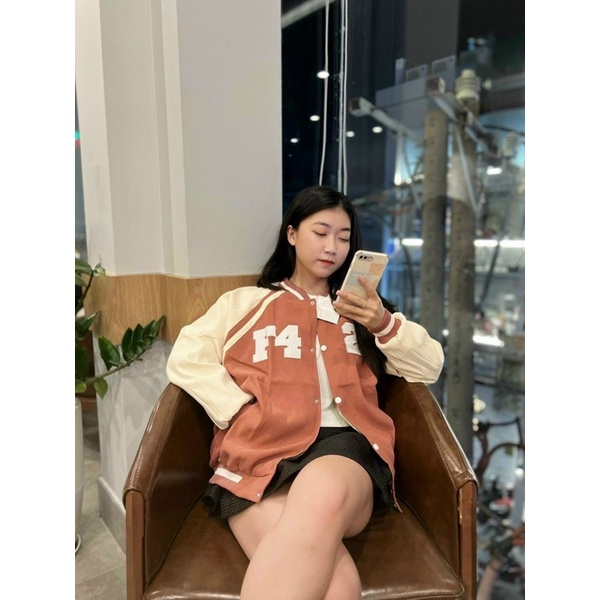 Áo khoác bomber Unisex chống nắng chất da, form rộng 2 lớp thêu đẹp cho nữ và nam, F426 - AN STORE