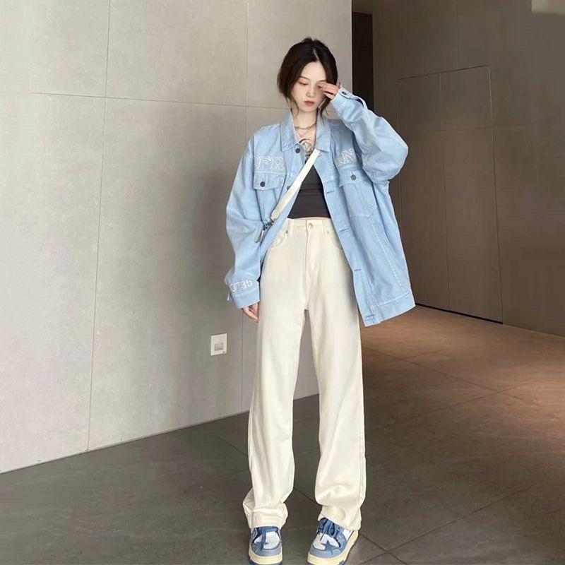 Áo khoác Denim dáng rộng màu xanh mint New 2023