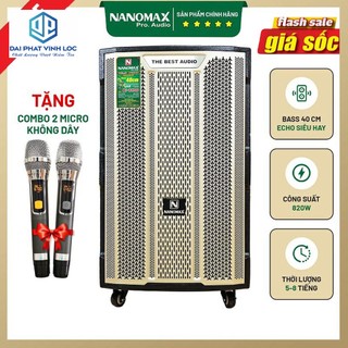 Loa kéo karaoke công suất lớn 820w nanomax k-180 bass 40cm tặng kèm 2 micro cao cấp loa kéo giá rẻ