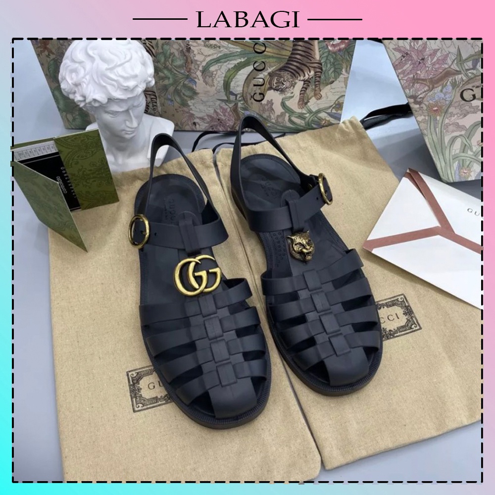 Dép Rọ Gucci Nam Bản Cao Cấp Full Bill+Box, Dép Sandal Quai Hậu Đúc Nguyên Khối