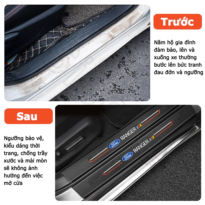 Sieece Cho Ford Territory Miếng Dán Tay Nắm Cửa Ô Tô Chống Xước Trầy Xe Hơi Sợi Carbont Miếng Dán Hõm Cửa Ô Tô Dán Xe Trang Trí ô Tô