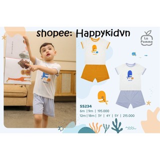 Bộ quần áo cộc tay mùa hè cho bé la pomme đàn cá nhỏ